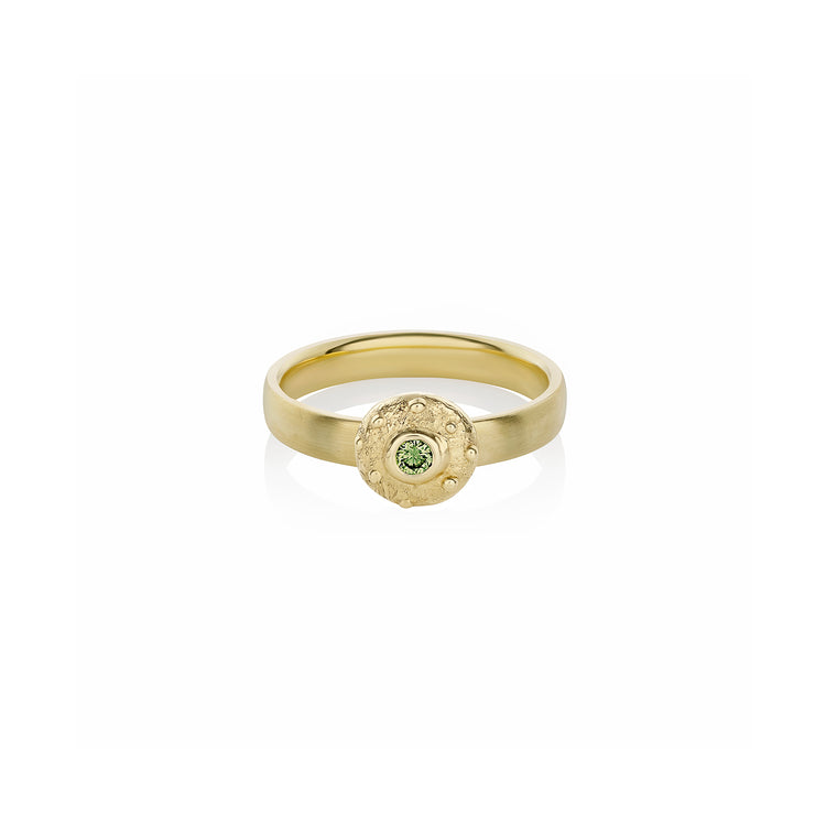 Ring with Green Diamond Bud