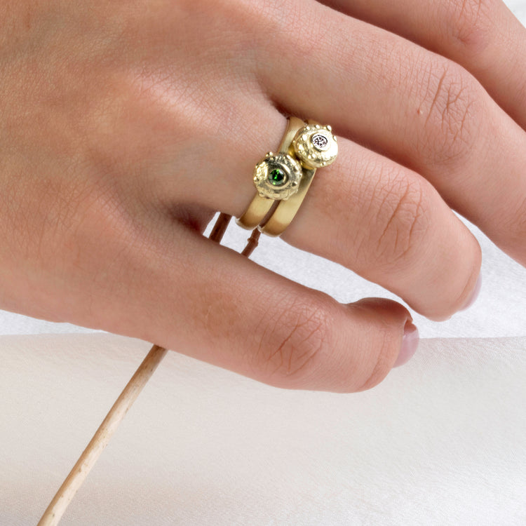 Ring with Green Diamond Bud