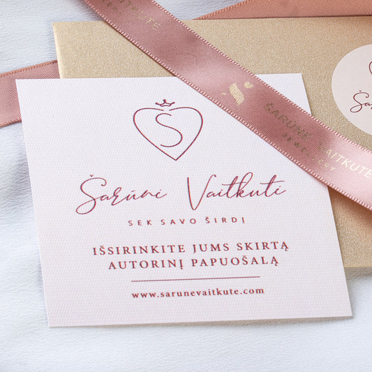 Šarūnė Vaitkutė Jewellery dovanų kortelė autorinei juvelyrikai.