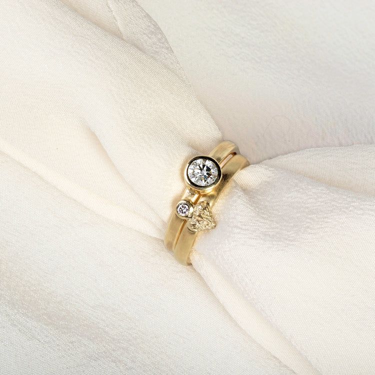 Žiedas su deimantu Širdis - Angelo Sparnai