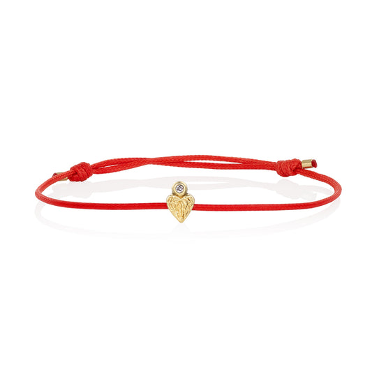 Heart Bracelet - Angel Wings with Diamond, red