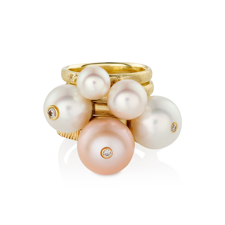 Ring - Universe. White pearl