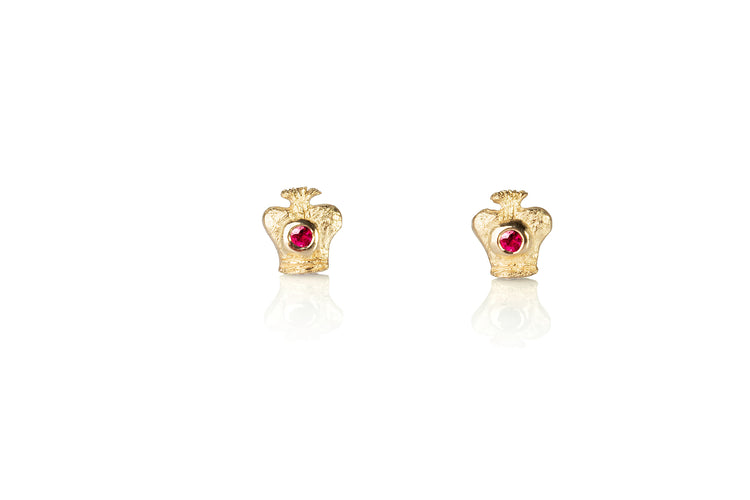 Earrings - Crowns with Rubies