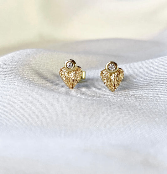 Earrings Hearts - Angel Wings with Diamonds / M