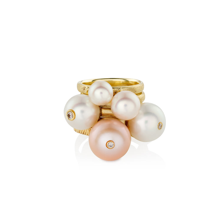 Ring with rose pearl Universe