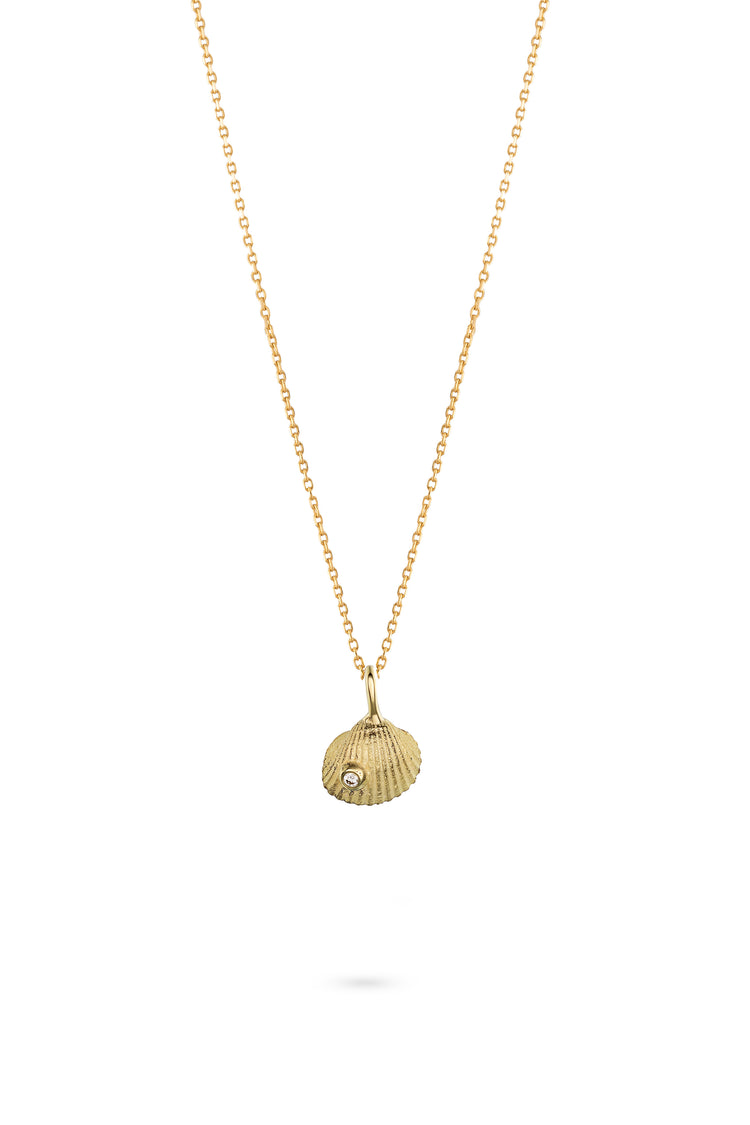 Heart Necklace - Shell with diamond asymetric/ S