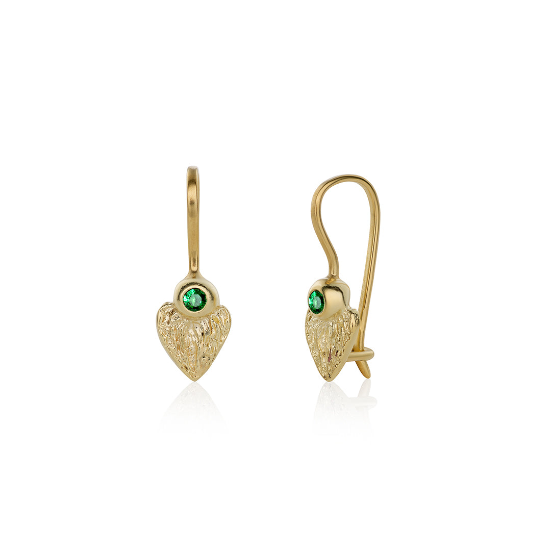Earrings Hearts - Angel Wings with emeralds