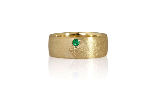 Žiedas Širdis su Smaragdu