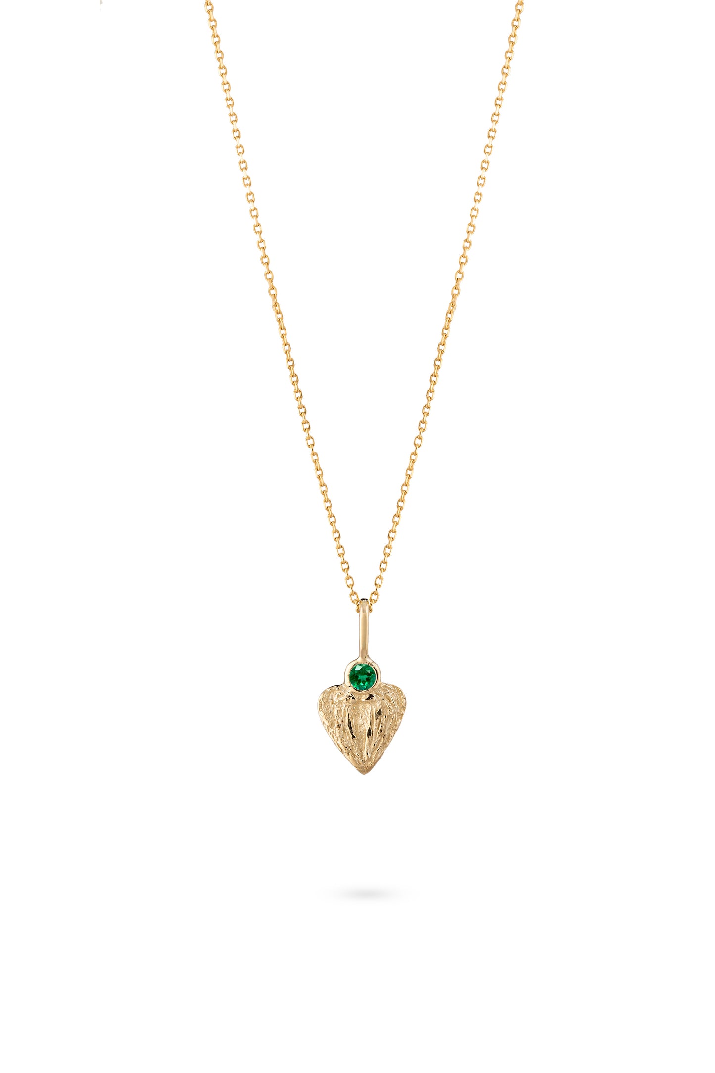 Heart Necklace - Angel's Wings with Emerald / M