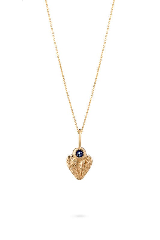 Heart Necklace - Angel's Wings with Sapphire / M