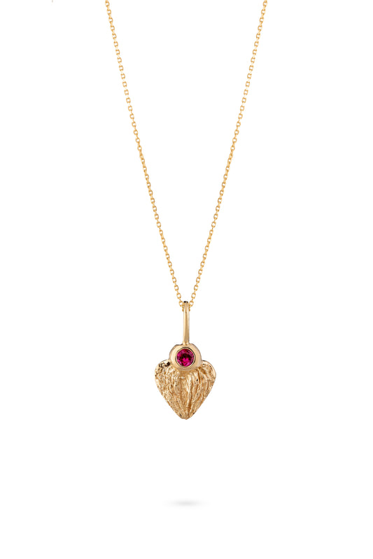 Heart Necklace - Angel's Wings with Ruby / M