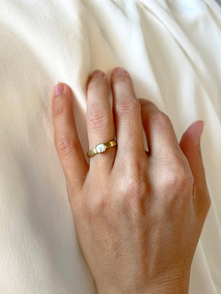 Ring with White Amber