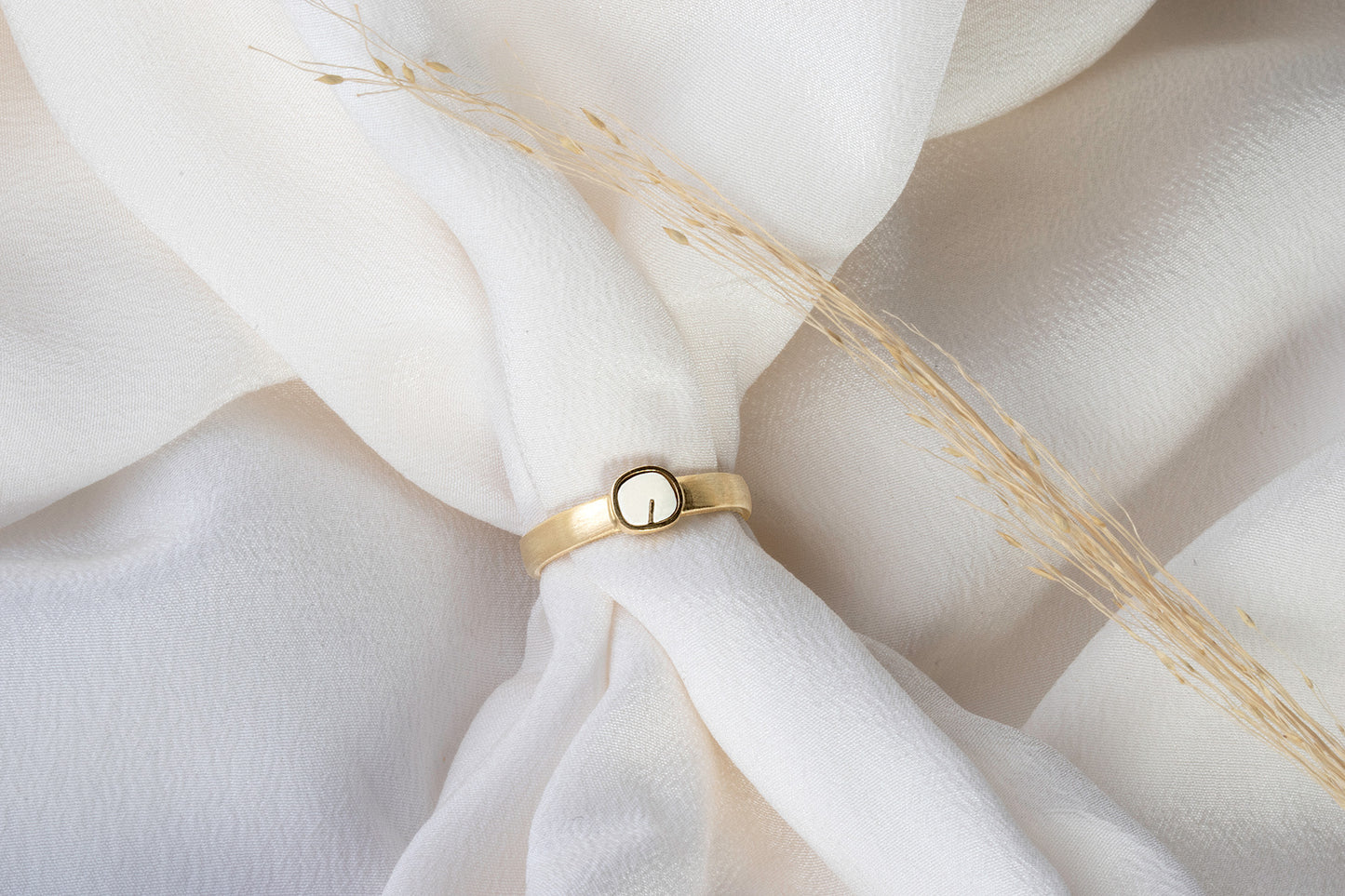 Ring with White Amber